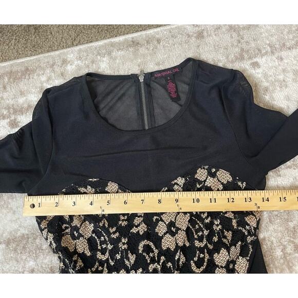 Material Girl lace and sheer fit & flare skater dress sweat heart neckline SZ SM - Picture 6 of 10